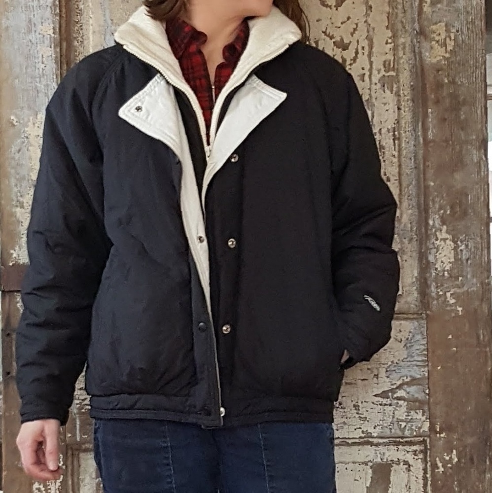 Vintage Roffe ski jacket black cream down jacket